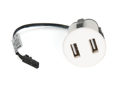 картинка Встраиваемая USB зарядка 2х1А Alumove Light USB-Carger, белый (303090-W-MP) от магазина SEFI