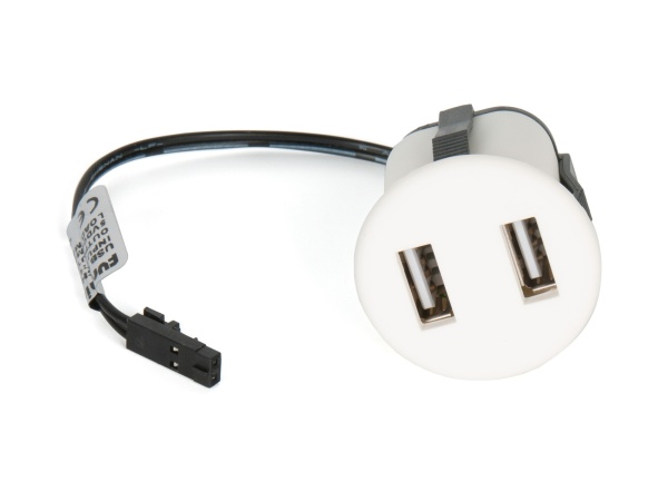 картинка Встраиваемая USB зарядка 2х1А Alumove Light USB-Carger, белый (303090-W-MP) от магазина SEFI