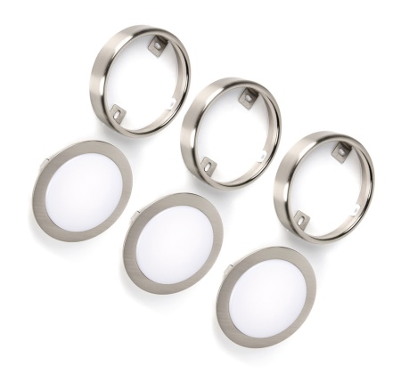 картинка Комплект: 3 светодиодных светильника LUCAS Set3, комплект 9Вт, 24B, 3 каб. 2м с раз.MiniPlug, трансформатор нерж.сталь/свет натуральный от магазина SEFI