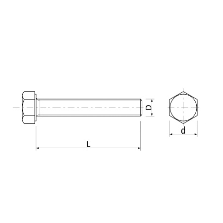 картинка Болт с шестигранной головкой М8*30 полн. резьба, цинк (1кг=64шт) от магазина SEFI