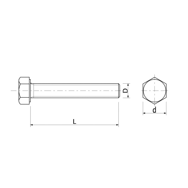 картинка Болт с шестигранной головкой М8*30 полн. резьба, цинк (1кг=64шт) от магазина SEFI
