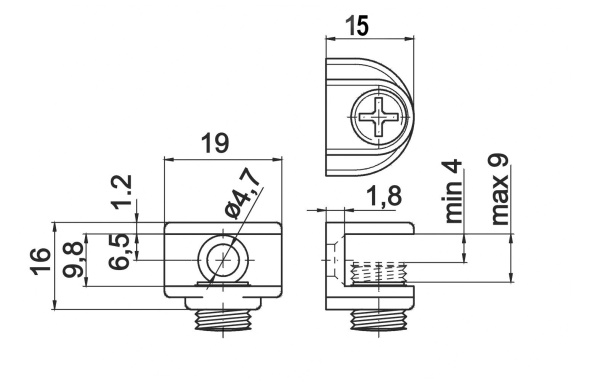 картинка Полкодержатель для стекла регулируемый под шуруп мет. MV-09 черный AKS от магазина SEFI