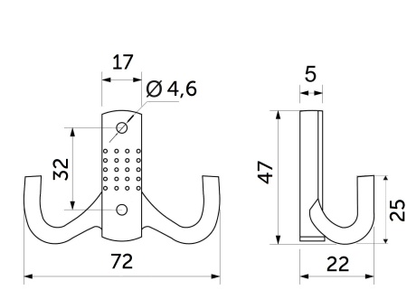 картинка Крючок меб. двухрожковый мет. WP12 хром GRIDLI от магазина SEFI