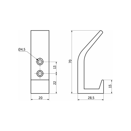 картинка Крючок меб. двухрожковый мет. BLOCK черный матовый AKS от магазина SEFI