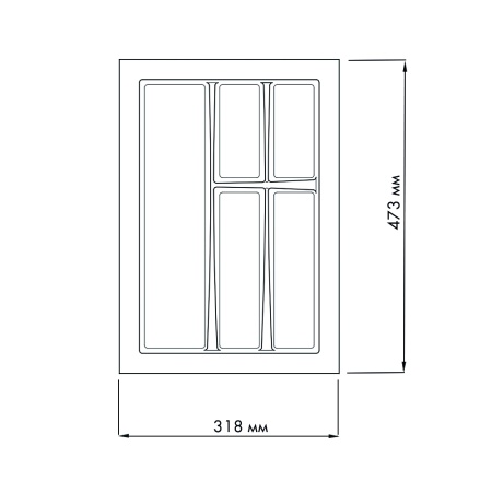 картинка Лоток для столовых приборов LINE, ширина фасада 400 мм для Blum Tandembox глубиной 500 мм от магазина SEFI