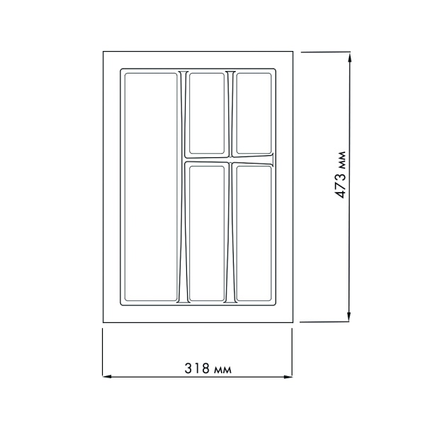картинка Лоток для столовых приборов LINE, ширина фасада 400 мм для Blum Tandembox глубиной 500 мм от магазина SEFI