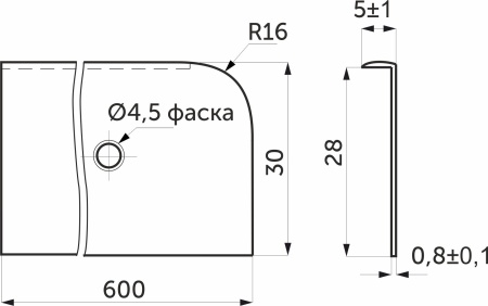 картинка Планка торцевая к столешнице 28 R16 правая алюминий AKS магазин SEFI являющийся официальным дистрибьютором в России  картинка Планка торцевая к столешнице 28 R16 правая алюминий AKS от магазина SEFI