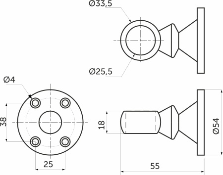 картинка Держатель дистанционный проходной трубы d25 (992), хром AKS от магазина SEFI