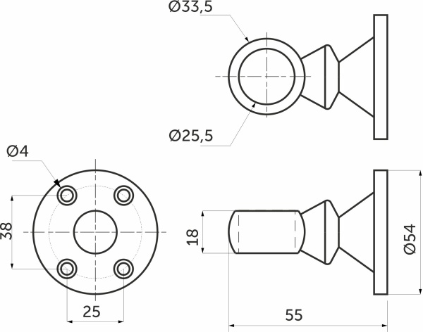 картинка Держатель дистанционный проходной трубы d25 (992), хром AKS от магазина SEFI