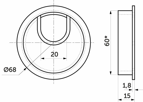 картинка Пропуск кабельный металл D60мм сатин AKS от магазина SEFI