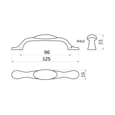 картинка Ручка меб. скоба мет. UP19 с керам. вставкой (крем) 96 старое золото/коричневый лист AKS тип 2 от магазина SEFI