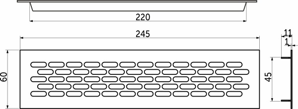 картинка Решетка вентиляционная 245х60мм черная алюминий AKS магазин SEFI являющийся официальным дистрибьютором в России  картинка Решетка вентиляционная 245х60мм черная алюминий AKS от магазина SEFI