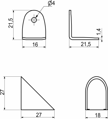 картинка Уголок с металлической основой и пластиковой крышкой белый (уп/80шт) Z-02 от магазина SEFI