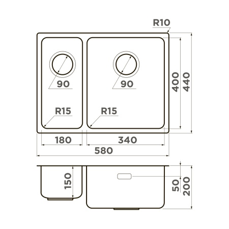 картинка Omoikiri Tadzava 58-2-U/I-R Ultra 15-IN нерж. сталь/нержавеющая сталь от магазина SEFI