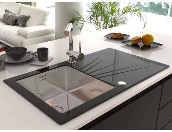 картинка Мойка KARAT UP 10 белый  860X500 1+1/2 правая в комплекте с сифоном 1123351 от магазина SEFI