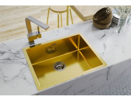 картинка Мойка QUADRIX MONARCH 50 GOLD 550X450X200 в компл. с выпуском без сифона, магазин SEFI являющийся официальным дистрибьютором в России  картинка Мойка QUADRIX MONARCH 50 GOLD 550X450X200 в компл. с выпуском без сифона, от магазина SEFI