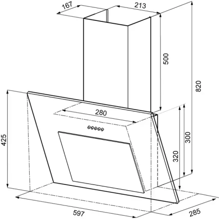 картинка Вытяжка Krona FIONA 600 BLACK PB от магазина SEFI