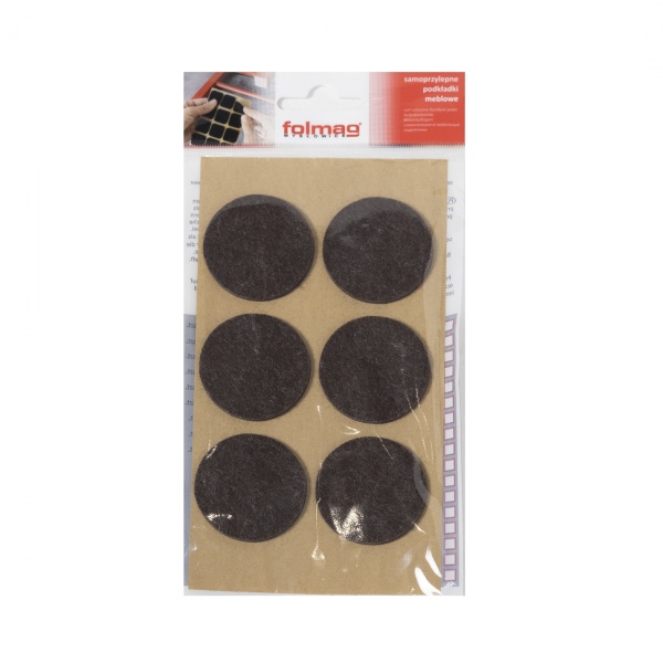 картинка Подкладка самоприлипающая фетровая d40мм (1лист-6шт) коричневая Folmag от магазина SEFI