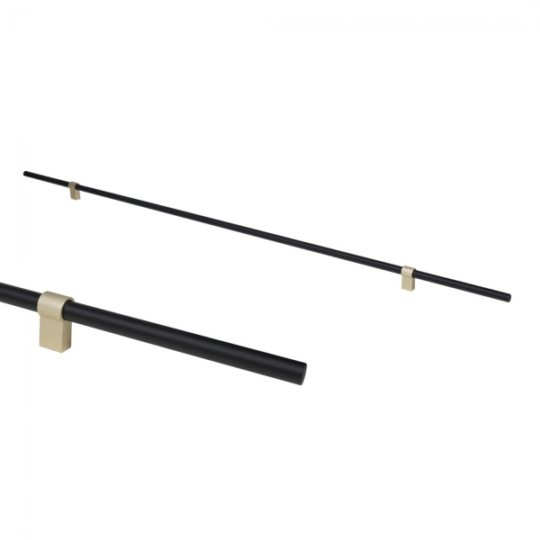 картинка Ручка меб. скоба алюм. WHISPER 704/1000 черный матовый+брашированное золото, AKS от магазина SEFI