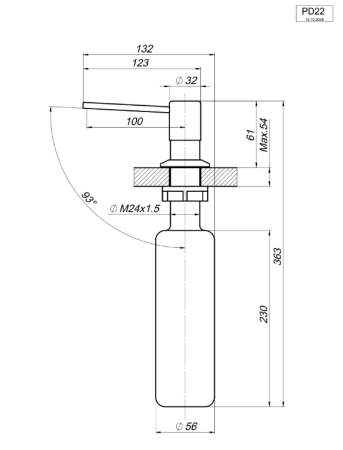 картинка Дозатор Granula 22PD, ГРАФИТ (ЧЁРНО-СЕРЫЙ), ДОЗАТОР КУХОННЫЙ от магазина SEFI