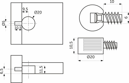 картинка Полкодержатель d20 со штоком-евровинтом 6*10 коричневый (уп/0,5тыс.шт) AKS магазин SEFI являющийся официальным дистрибьютором в России  картинка Полкодержатель d20 со штоком-евровинтом 6*10 коричневый (уп/0,5тыс.шт) AKS от магазина SEFI