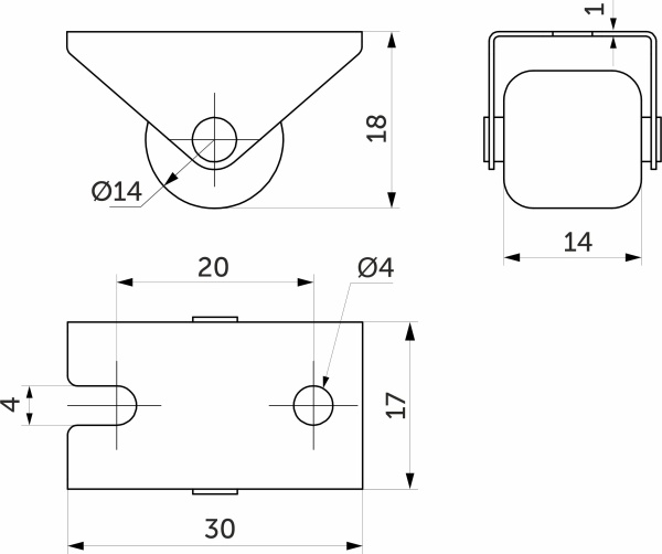 картинка Ролик меб. d14 h18 прямоходящий, черный AKS от магазина SEFI