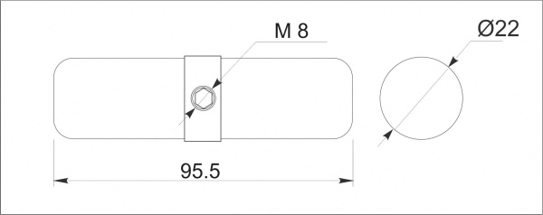 картинка Соединитель 2-х труб d25 (5045) с кольцом внутренний торцевой, вакуумное хромирование от магазина SEFI