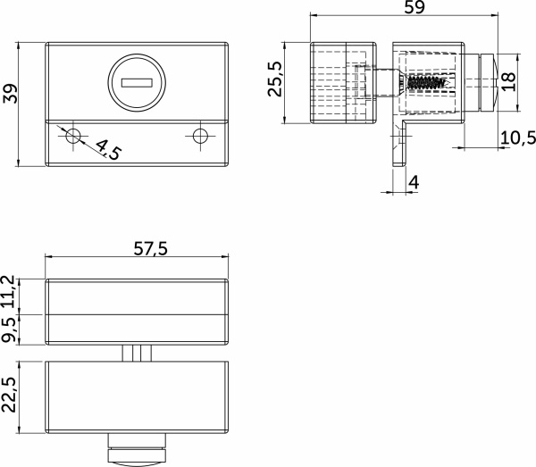 картинка Замок для раздвижных 2-х дверей SENATOR механический серебро PL от магазина SEFI