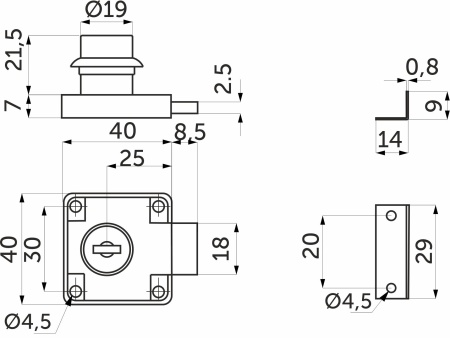 картинка Замок для распашной двери механический 138 AKS LIGHT от магазина SEFI