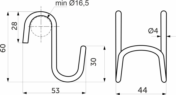 картинка Крючок на трубу d16 двойной хром AKS от магазина SEFI