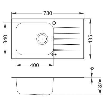 картинка Мойка VITRO 20 (белая) 780X435 c сифоном клапан-автомат 1058656, от магазина SEFI