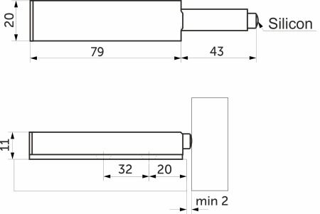 картинка Механизм push-to-open наконечник резиновый накладной серый AKS металлический корпус от магазина SEFI