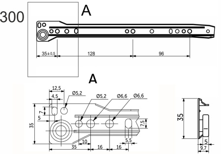 картинка Направляющая роликовая L-300 1,0мм AKS белая от магазина SEFI