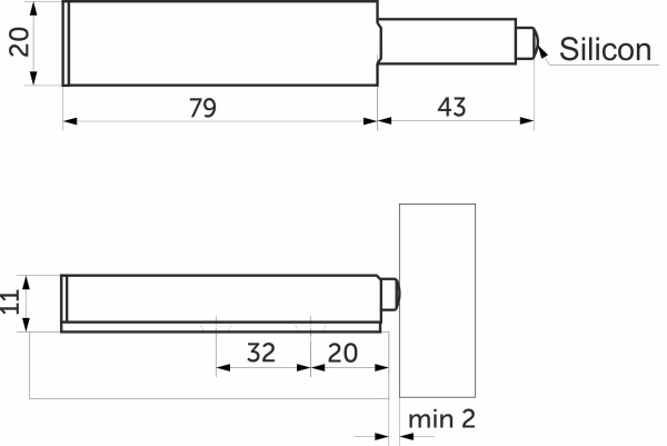 картинка Механизм push-to-open наконечник резиновый накладной серый AKS металлический корпус от магазина SEFI