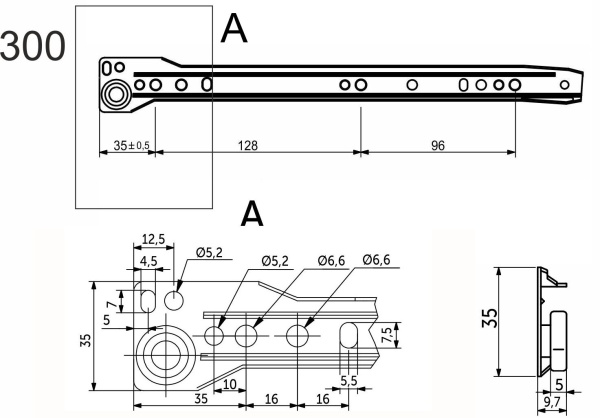 картинка Направляющая роликовая L-300 1,0мм AKS белая от магазина SEFI