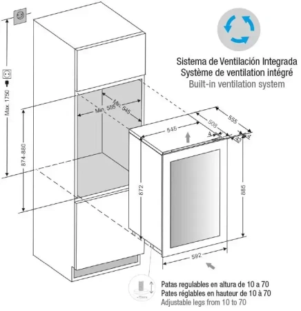 картинка Встраиваемый винный шкаф Pando PVMAV 88-49XR от магазина SEFI