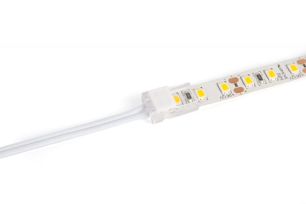 картинка Разъем для соединения LED ленты шириной 8мм и кабеля 22-18 AWG, белый магазин SEFI являющийся официальным дистрибьютором в России  картинка Разъем для соединения LED ленты шириной 8мм и кабеля 22-18 AWG, белый от магазина SEFI