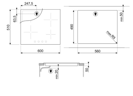 картинка Электрическая варочная панель Smeg SE364ETBM от магазина SEFI