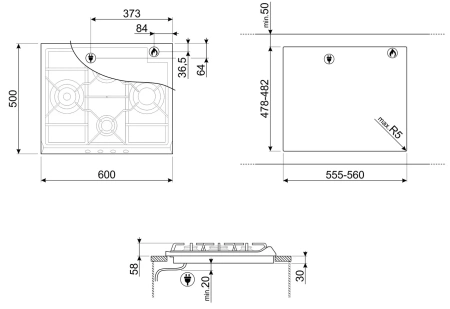 картинка Газовая варочная панель Smeg SR764PO от магазина SEFI