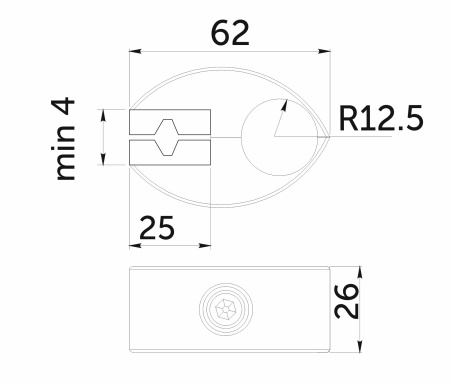 картинка Соединитель стекло/плита к трубе d25 (550) одинарный (с вкладышами), вакуумное хромирование AKS от магазина SEFI