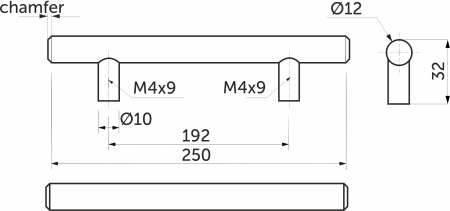 картинка Ручка меб. релинговая 192/250 сталь хром AKS от магазина SEFI