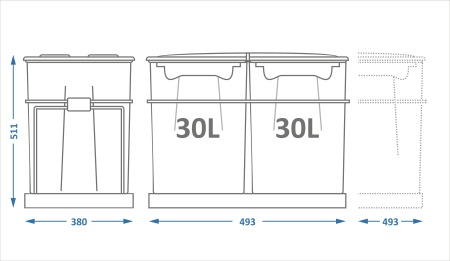 картинка Системы сортировки мусора ALBIO 40 2X30 L ALVEUS, от магазина SEFI