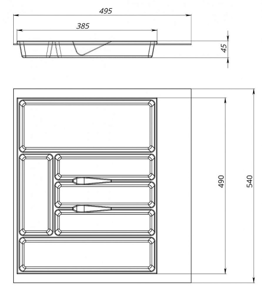 картинка Лоток для столовых приборов в шкаф 600 мм от магазина SEFI