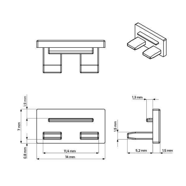 картинка Заглушка к алюминиевому профилю Line Mini, серая, HLT от магазина SEFI