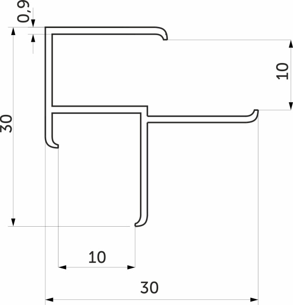 картинка Планка угловая 10 уголок матовая (L=3.0) AKS от магазина SEFI