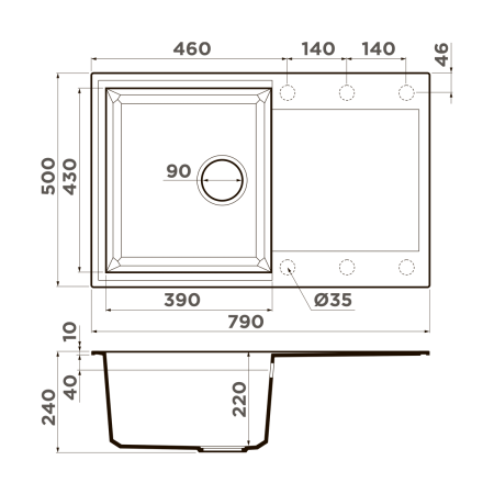 картинка Omoikiri Sakaime 79-SA Tetogranit/бежевый от магазина SEFI
