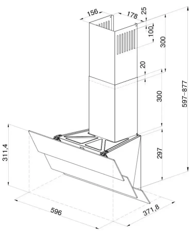 картинка Вытяжка Krona AURORA 600 black S от магазина SEFI