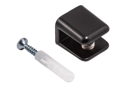 картинка Полкодержатель для стекла мет. АК104 (6-8мм) черный матовый AKS от магазина SEFI