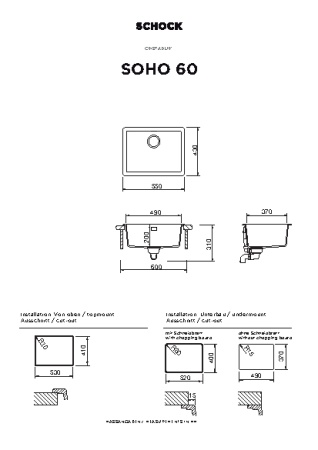картинка Кухонная мойка SCHOCK SOHO 60 CRISTADUR серебристый камень от магазина SEFI