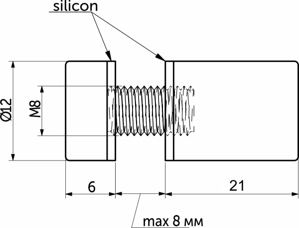 картинка Крепление дистанционное мет. АК258 D12 шлифованная сталь AKS от магазина SEFI